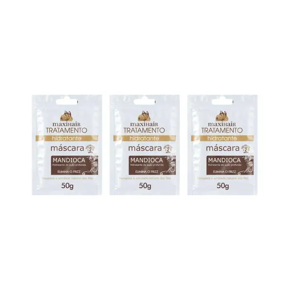 SACHE MANDIOCA TRAT. HIDRATANTE 50 g MARROM (MAXI HAIR)