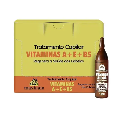 VITAMINA AMPOLA A + E + B5 10 ml - C/12 (MAXI HAIR )
